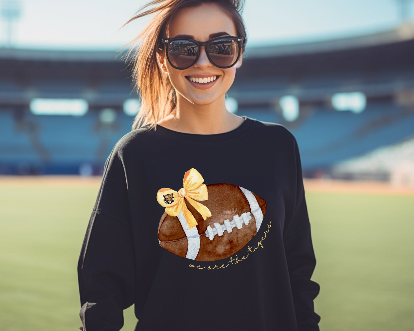 Tiger Football Bow Sweatshirt